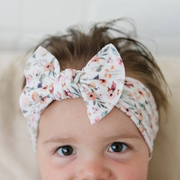 Enchanted Floral Ribbed Trendy Nylon Baby Headband