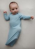 Baby Blue Ribbed Knotted Gown